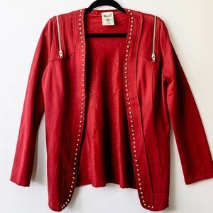 Vocal Sweater Jacket S Red Studs Accents Rocker Punk Goth cardigan open